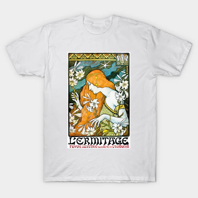 Red Haired Woman, L'Ermitage Literary Magazine Paris 1897 Paul Berthon T-Shirt by rocketshipretro